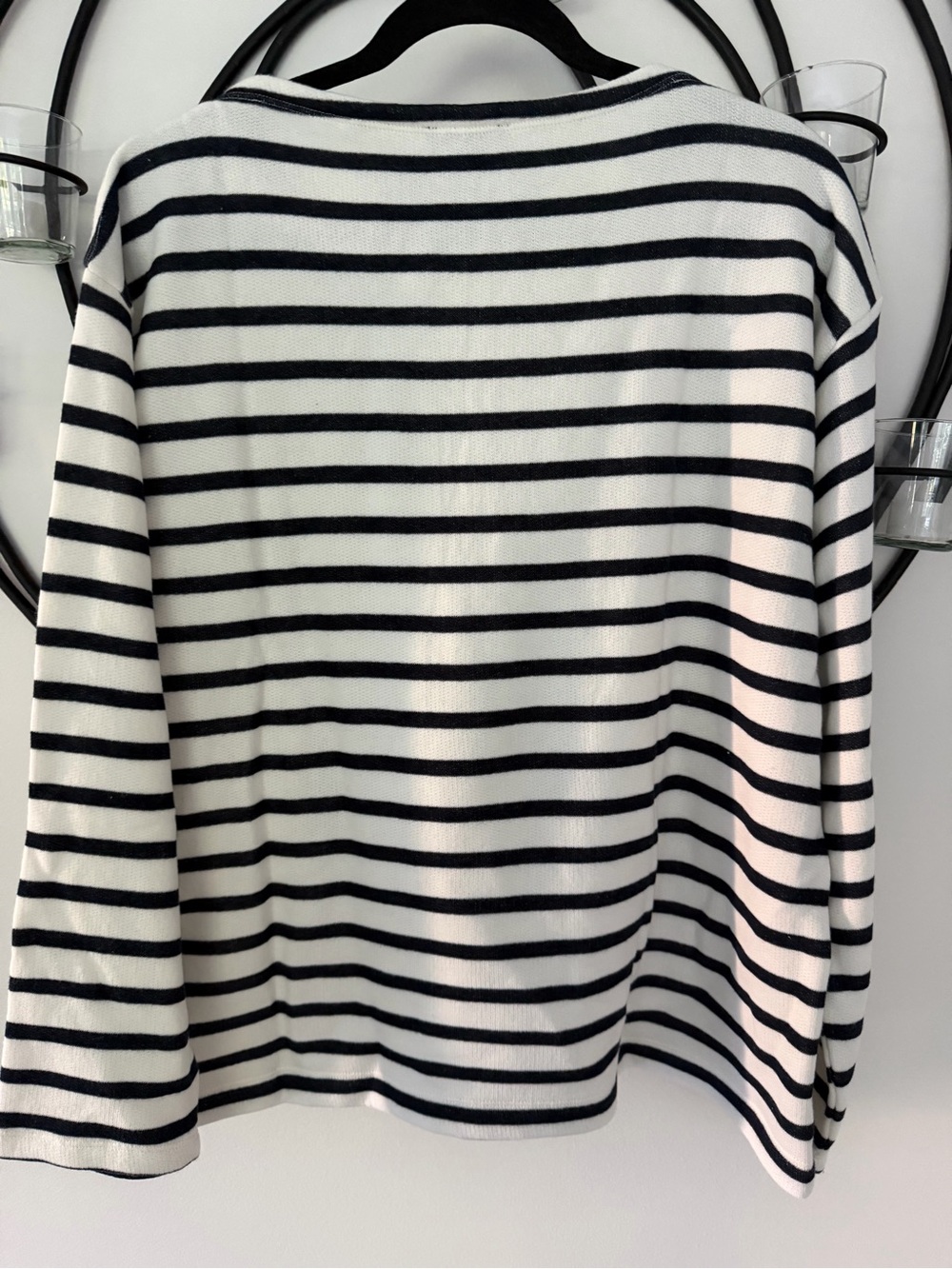 J. Crew White and Navy Heritage Terry Boatneck Sweatshirt - Picture 5 of 6